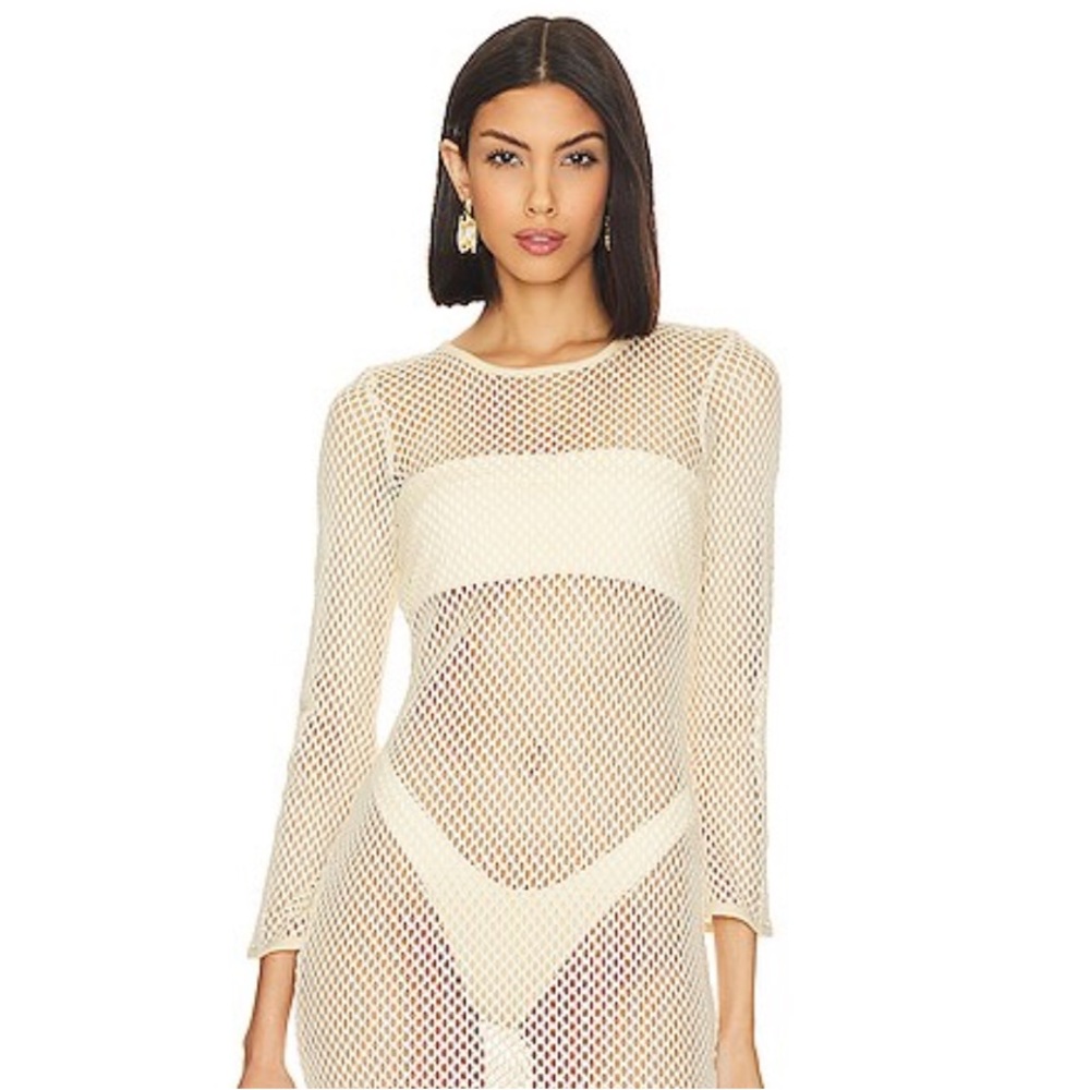 Vix Paula Hermanny Swimwear Long Sleeve Knit Mini Coverup